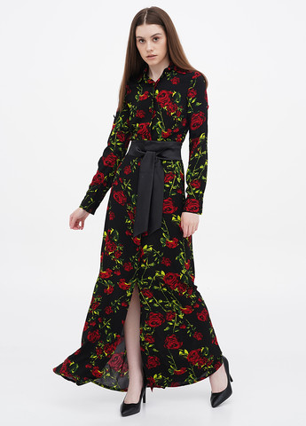 Черное кэжуал платье рубашка Laura Bettini с цветочным принтом