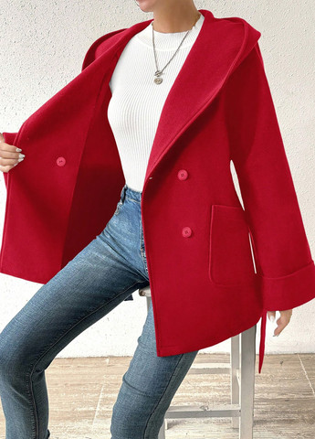 Червоне демісезонне Пальто двобортне SHEIN