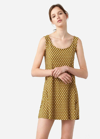 Гірчична кежуал плаття, сукня а-силует Mango з геометричним візерунком