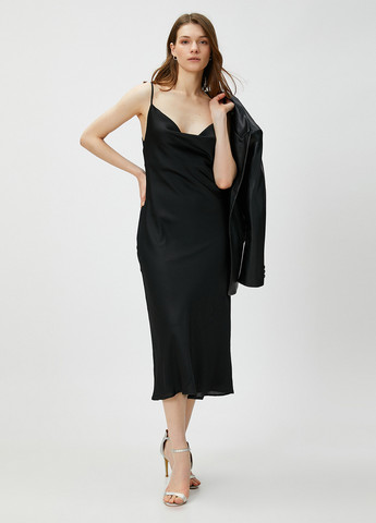 Черное кэжуал платье платье-комбинация KOTON однотонное
