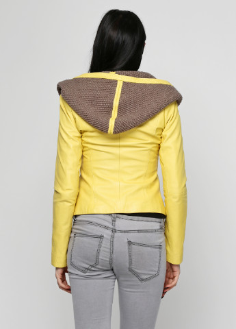 Желтая демисезонная куртка кожаная Miletos