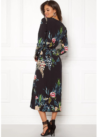 Черное кэжуал платье на запах Rut & Circle с цветочным принтом