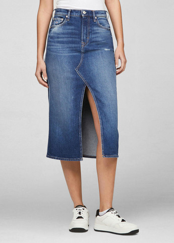 Синяя джинсовая однотонная юбка Tommy Jeans
