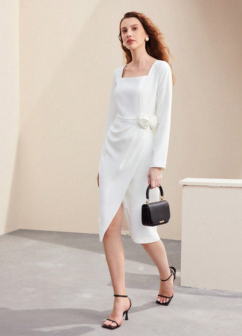Білий кежуал сукня футляр SHEIN однотонна