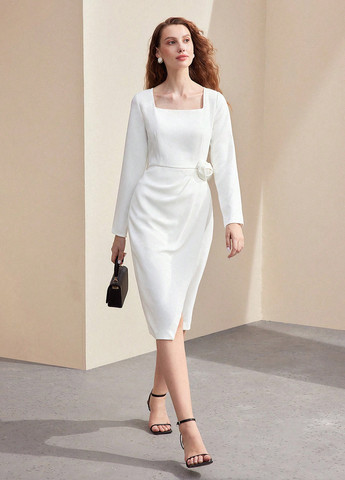 Білий кежуал сукня футляр SHEIN однотонна