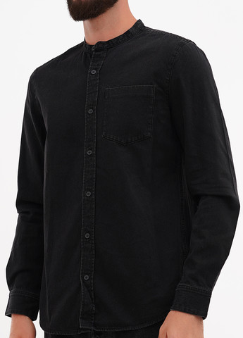 Черная джинсовая, кэжуал рубашка однотонная Weekday