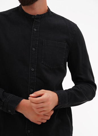 Черная джинсовая, кэжуал рубашка однотонная Weekday