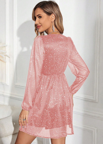 Бледно-розовое праздничный платье на запах SHEIN однотонное