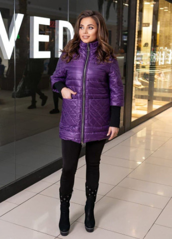 Темно-фиолетовая женская демисезонная куртка баклажанового цвета р.48/50 282996 New Trend