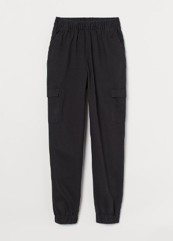 Черные кэжуал демисезонные карго, джоггеры брюки H&M