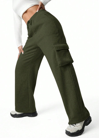 Хаки спортивные, кэжуал демисезонные карго брюки SHEIN