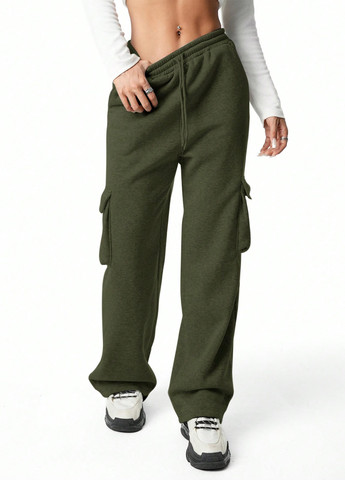 Хаки спортивные, кэжуал демисезонные карго брюки SHEIN