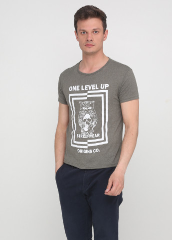 Оливковая футболка с коротким рукавом LEXSUS