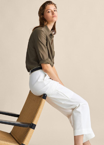 Белые кэжуал демисезонные карго брюки Massimo Dutti