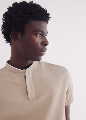 Бежевая футболка-поло для мужчин Springfield однотонная