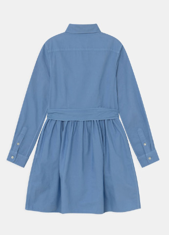 Синее кэжуал детское платье-рубашка polo Ralph Lauren однотонное