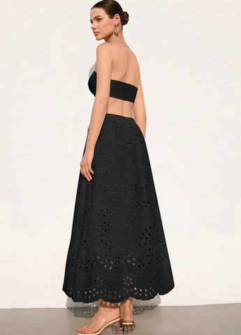 Черная кэжуал однотонная юбка SHEIN клешированная