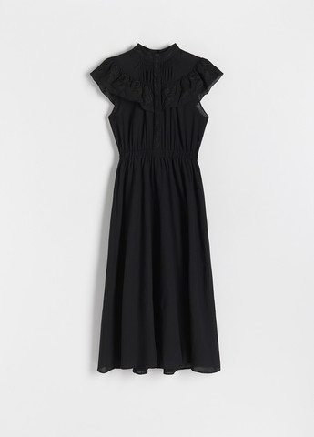 Чорна кежуал, святковий сукня кльош Reserved однотонна
