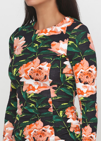 Комбинированное кэжуал платье футляр H&M с цветочным принтом