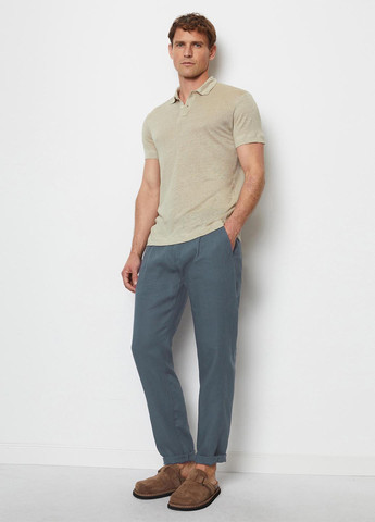 Бежевая футболка-поло для мужчин Marc O'Polo меланжевая