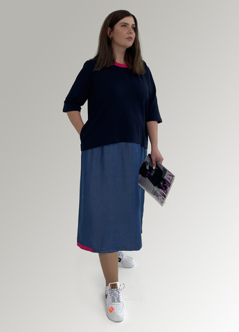 Темно-синее кэжуал платье а-силуэт Hookk Design однотонное
