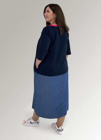 Темно-синее кэжуал платье а-силуэт Hookk Design однотонное