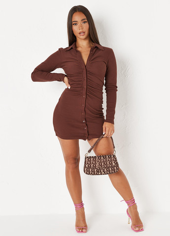 Коричневое кэжуал платье Missguided однотонное