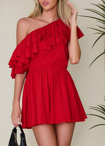 Комбінезон SHEIN комбінезон-шорти однотонний червоний кежуал поліестер