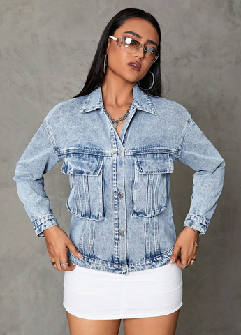 Блакитна демісезонна куртка SHEIN