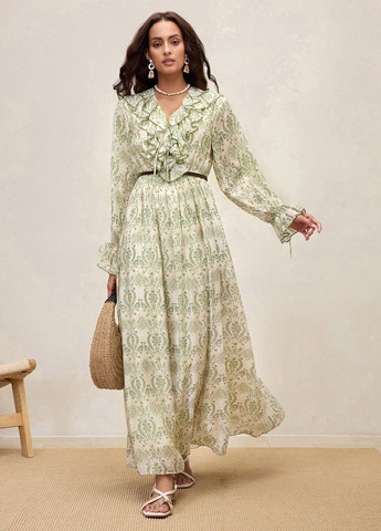 Комбинированное кэжуал платье SHEIN с цветочным принтом