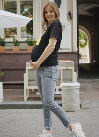 Стильные джинсы прямого силуэта для беременных серые зауженные к низу To Be - (240628509)