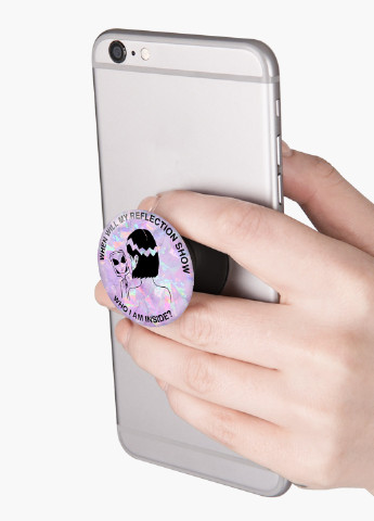 Попсокет (Popsockets) держатель для смартфона Девушка инопланетянин (Why I am inside?) (8754-2847) Черный MobiPrint (221548581)