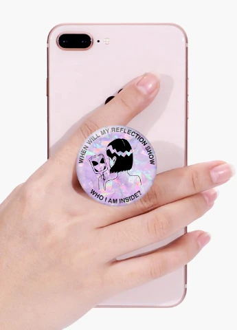 Попсокет (Popsockets) держатель для смартфона Девушка инопланетянин (Why I am inside?) (8754-2847) Черный MobiPrint (221548581)