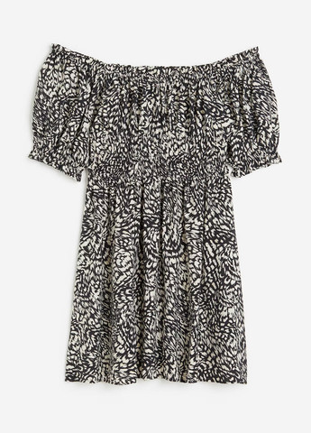 Черно-белое кэжуал платье H&M с животным (анималистичным) принтом