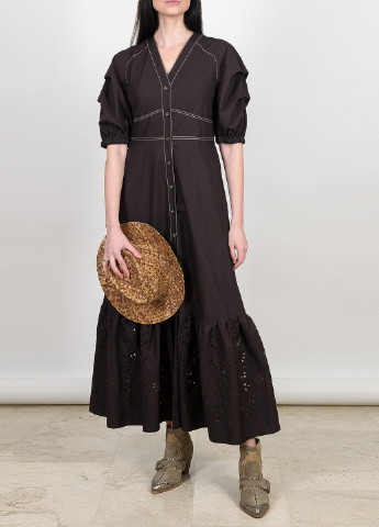 Темно-коричневое кэжуал платье клеш Dolcedonna однотонное