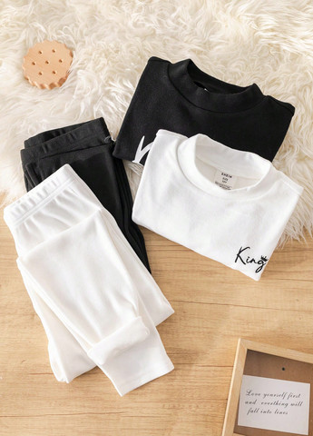 Черно-белая всесезон пижама (кофта, брюки, 2 шт.) кофта + брюки SHEIN