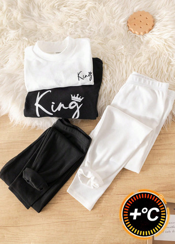 Черно-белая всесезон пижама (кофта, брюки, 2 шт.) кофта + брюки SHEIN