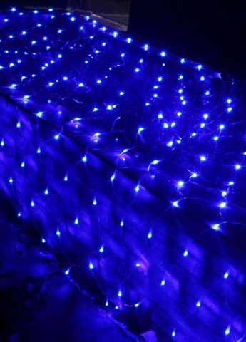 Новогодняя праздничная гирлянда сетка 120 Led прозрачный провод 1,5х1,2 м (473549-Prob) Синяя Unbranded (255243153)