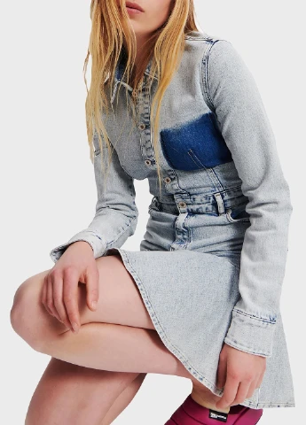 Голубое джинсовое платье Karl Lagerfeld Jeans однотонное