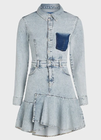 Голубое джинсовое платье Karl Lagerfeld Jeans однотонное