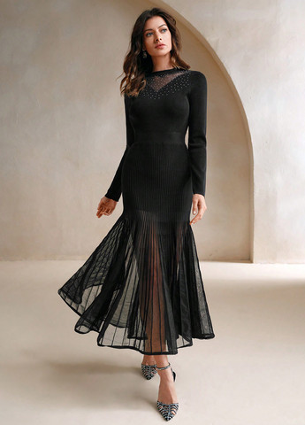 Черное кэжуал платье годе SHEIN однотонное