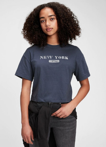 Серо-синяя летняя футболка Gap