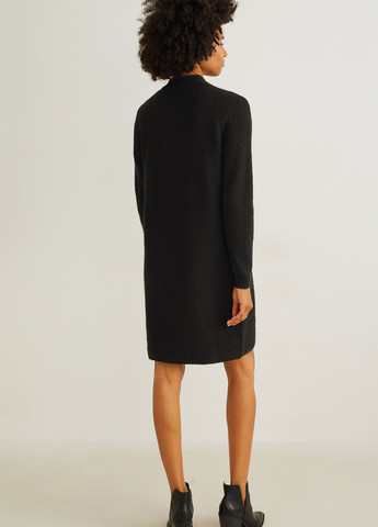 Черное кэжуал платье платье-свитер C&A однотонное
