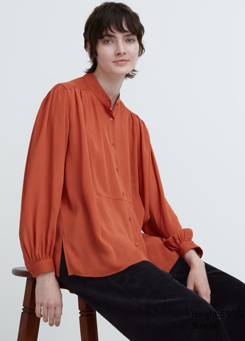Терракотовая демисезонная блуза Uniqlo