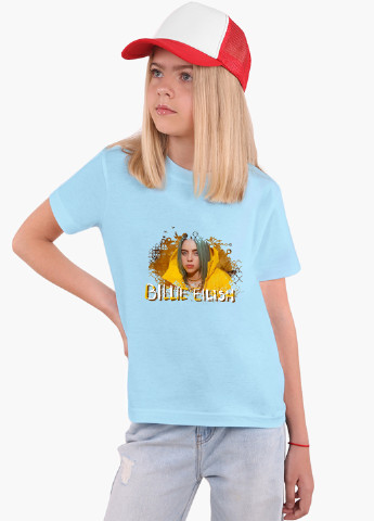 Блакитна демісезонна футболка дитяча біллі айлиш (billie eilish) (9224-1215) MobiPrint