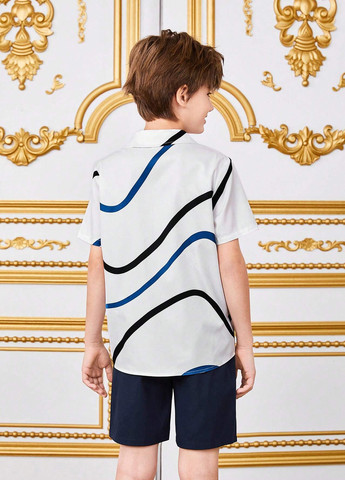 Комбинированный летний костюм (рубашка, шорты) с шортами SHEIN