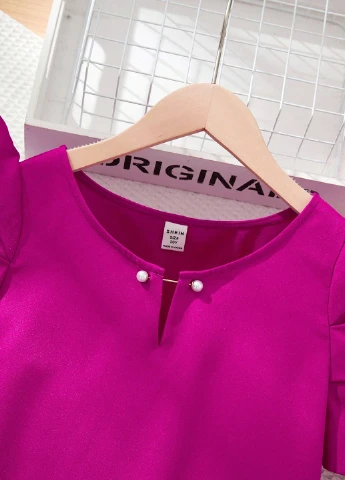 Фуксиновая однотонная блузка SHEIN летняя