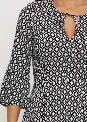 Черно-белое кэжуал платье с юбкой-солнце H&M с геометрическим узором