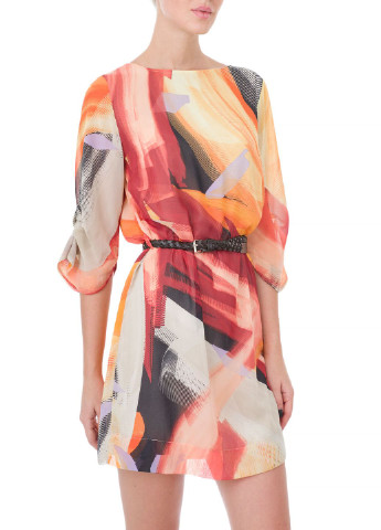 Помаранчева кежуал плаття, сукня Zimo з абстрактним візерунком