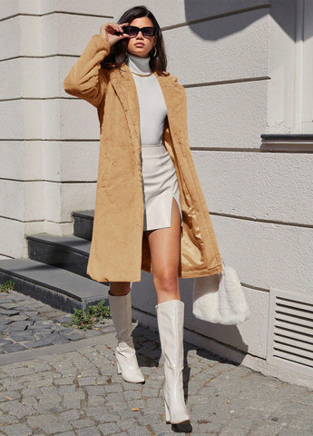 Пісочне зимнє Пальто однобортне SHEIN